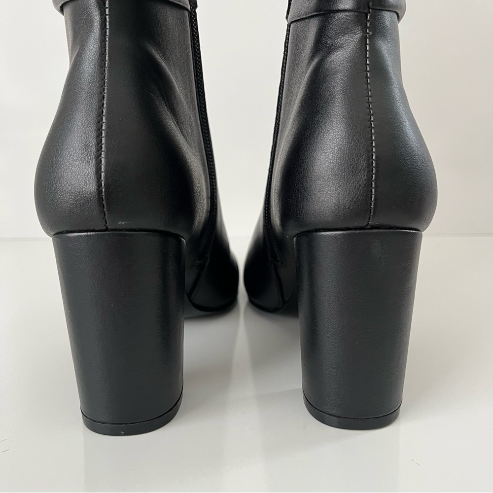 CHARLES DAVID Billow Faux Leather Pointed Toe Block Heeled Boot in Black NEW - Picture 10 of 14